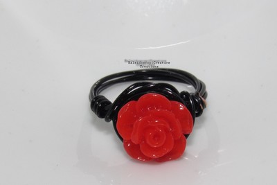Red Rose Ring (w/black wire)