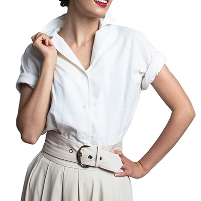 Audrey hepburn-the vintage inspired roman holiday white blouse - Thumbnail 3