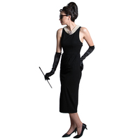 Original Breakfast at Tiffany's Audrey Hepburn Inspired Black Dress Only - Cotton Version - Thumbnail 3