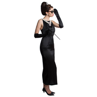 Original Breakfast at Tiffany's Audrey Hepburn Inspired Black Dress Only-Satin Version - Thumbnail 3