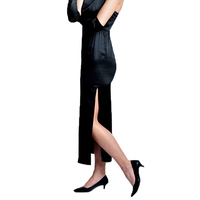 Original Breakfast at Tiffany's Audrey Hepburn Inspired Black Dress Only-Satin Version - Thumbnail 4