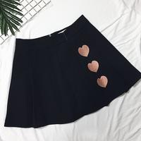Heart embroidery High Waist A-line Skirt - Thumbnail 1