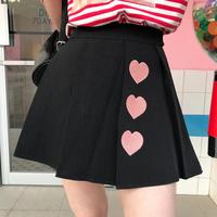Heart embroidery High Waist A-line Skirt - Thumbnail 3