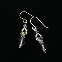 Clear Quartz Dangling Earrings on Sterling Silver Ear Hooks - Thumbnail 1