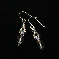 Clear Quartz Dangling Earrings on Sterling Silver Ear Hooks - Thumbnail 2