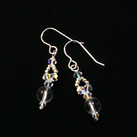 Clear Quartz Dangling Earrings on Sterling Silver Ear Hooks - Thumbnail 3