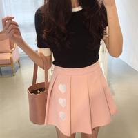 Heart High Waist Pleated Skirt - Thumbnail 2