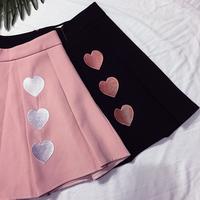 Heart High Waist Pleated Skirt - Thumbnail 3