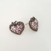 Earrings - Vintage Heart Leopard Stud - Thumbnail 1