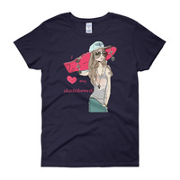 Women's I Love My Skateboard T Shirt - Thumbnail 3