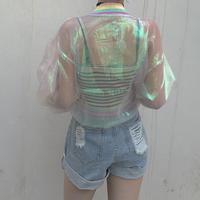 Harajuku Rainbow Hologram Transparent Coat - Thumbnail 2