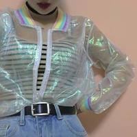 Harajuku Rainbow Hologram Transparent Coat - Thumbnail 3