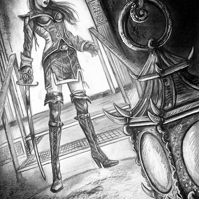  league of elder  "gwens ghost"  interior  published illustration artwork 