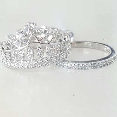 Silver plated - crown ring - princess crown ring - stackable