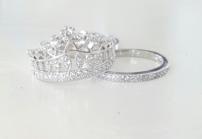 Silver Plated - Crown Ring - Princess Crown Ring - Stackable