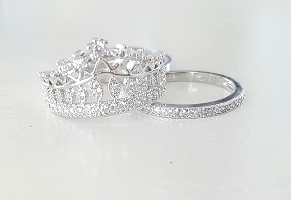 Silver Plated - Crown Ring - Princess Crown Ring - Stackable