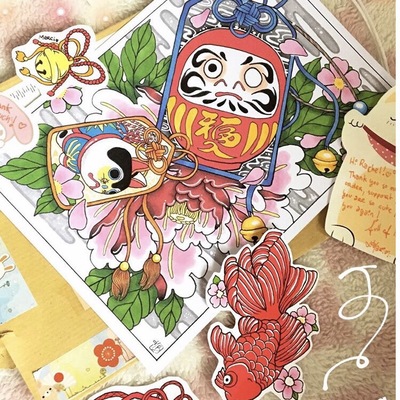 Omamori daruma/inuhariko - prints