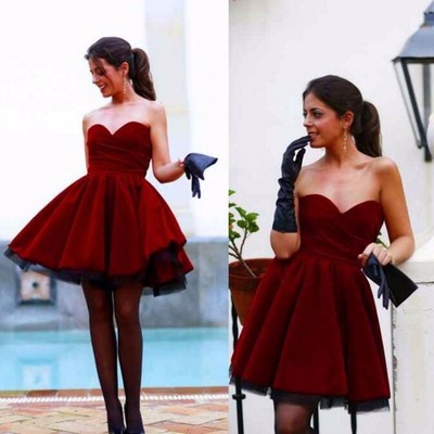 Burgundy mini short prom dress knee length prom party dresses sweet graduation homecoming cocktail dresses fashion - Thumbnail 5