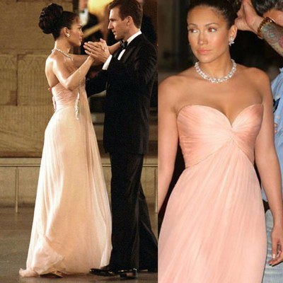 Best selling simple prom dress jennifer lopez pearl pink dress maid in manhattan long celebrity dresses 