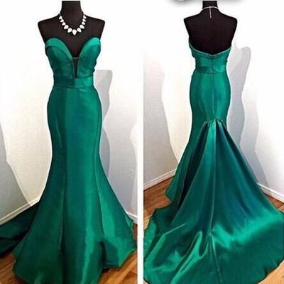 Elegant emerald green prom dress mermaid prom dresses evening dress sweetheart long evening gown - Thumbnail 4