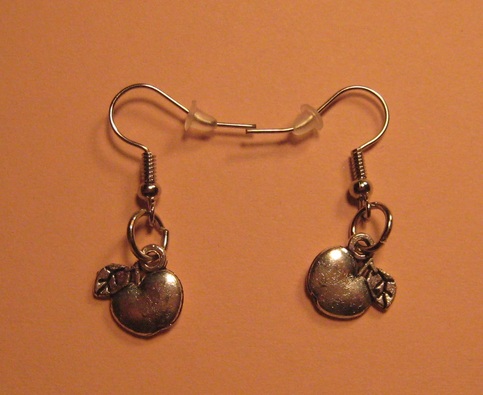 Antiqued Pewter Apple Earrings