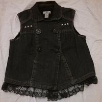 Lace & Leopard Cross Back Denim Vest - Size Medium - Thumbnail 1