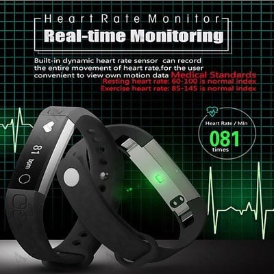 2017 latest model! mk1 smart bracelet heart rate monitor call sms reminder pedometer mileage calorie sleep remote camera smart alarm - Thumbnail 4