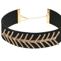 Cool Fish Bones V Shape Rhinestone Choker Necklace for Girls - Thumbnail 1