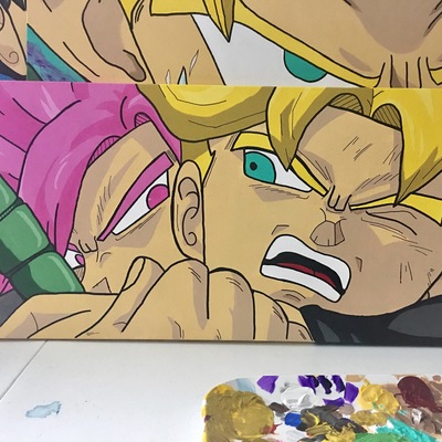 Trunks vs Black Goku Original Acrylic on Canvas painting