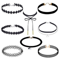 Chic Gothic Black Choker Necklace Set for Girls of OOTD - Thumbnail 3
