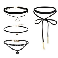 Chic Gothic Black Choker Necklace Set for Girls of OOTD - Thumbnail 4