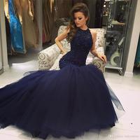 Dark Navy Prom Dress, Mermaid Prom Dress, Sexy Prom Dress, Floor-length Prom Dress, Sleeveless Prom Dress, Mermaid Evening Dress - Thumbnail 1
