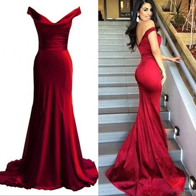 Elegant prom dresses, long prom dresses,prom gowns ,prom dress with off the shoulder ,elegant satin homecoming prom dress - Thumbnail 5