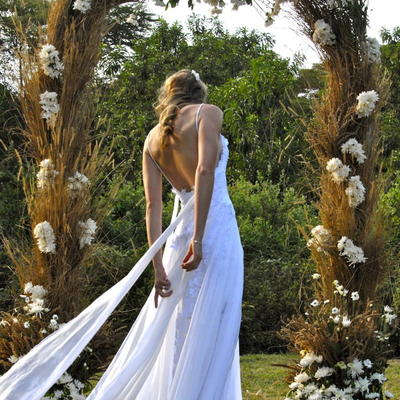 Beach wedding dress backless chiffon lace summer bridal dress - Thumbnail 5