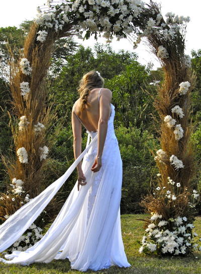 Beach Wedding Dress Backless Chiffon Lace Summer Bridal Dress