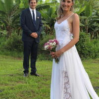 Beach Wedding Dress Backless Chiffon Lace Summer Bridal Dress - Thumbnail 1