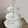 Ceramics 3 Layers Plate SILVER Rack English High Tea Style Home Party Cafe Use - Thumbnail 1