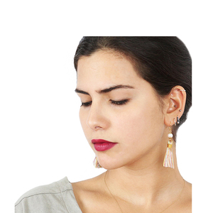 Tassels and Pearls-the 100% Handmade Breakfast at Tiffany's Inspired 24karat Gold Plated Earrings in Magic Rainbow - Thumbnail 3