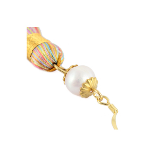 Tassels and Pearls-the 100% Handmade Breakfast at Tiffany's Inspired 24karat Gold Plated Earrings in Magic Rainbow - Thumbnail 4