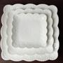 CERAMIC WHITE Color SQUARE SHAPE FLOWER PATTERN 3 pcs Plate Set Convenient Use - Thumbnail 2