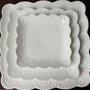 CERAMIC WHITE Color SQUARE SHAPE FLOWER PATTERN 3 pcs Plate Set Convenient Use - Thumbnail 3