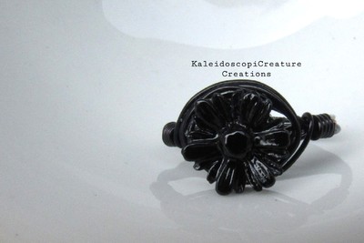 Black on Black on Black Daisy Ring