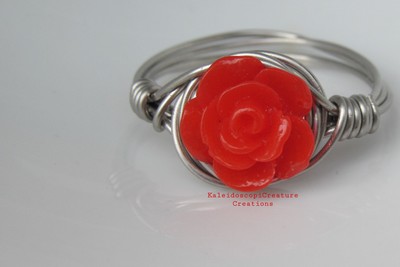 Red Rose Ring (w/ stainless steel wire)