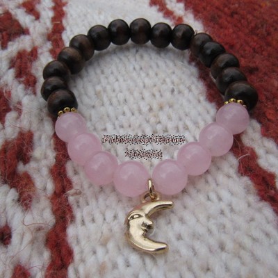 Rose quartz & moon bracelet