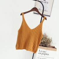 V-neck Knitted Tank Top - Thumbnail 1