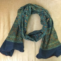 Summer scarf in hand block Ajrak prints - Thumbnail 1