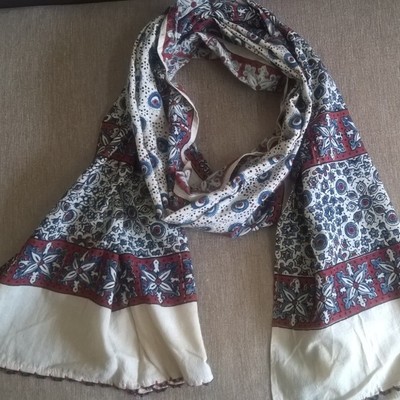 Summer scarf in hand block ajrak prints - Thumbnail 4