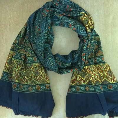 Summer scarf in hand block ajrak prints - Thumbnail 4