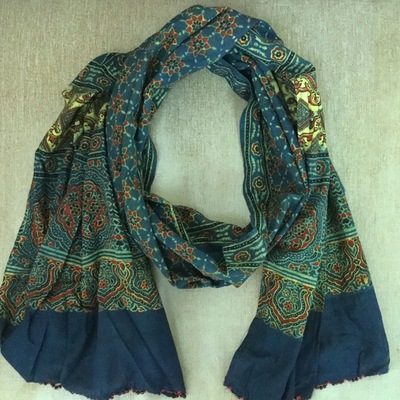 Summer scarf in hand block Ajrak prints