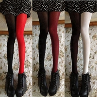 Asymmetry Contrast Color Japanese Tights - Thumbnail 3